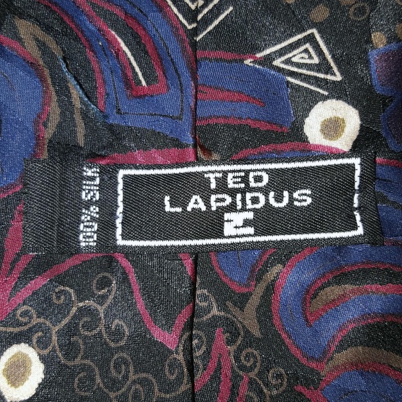Ted Lapidus Silk Men's Novelty Tie Black Purple - Picture 5 of 7